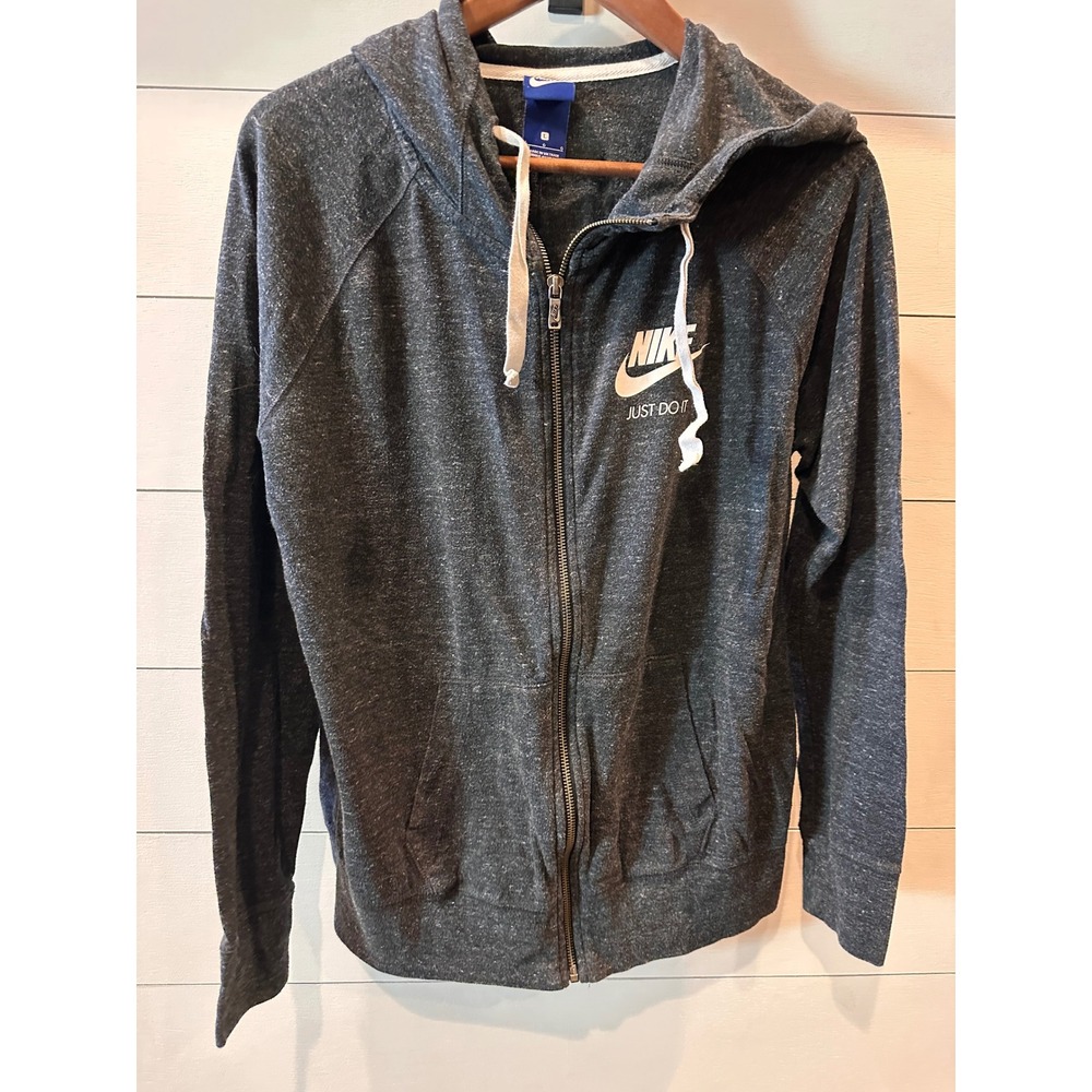 Nike Sportswear Gym Vintage Full Zip Hoodie Gray Heather Just Do It Women L